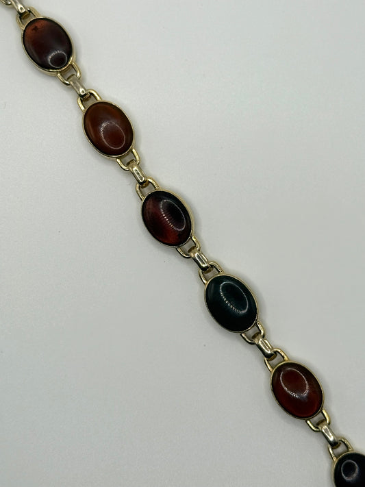 gold tone brown gemstone bracelet