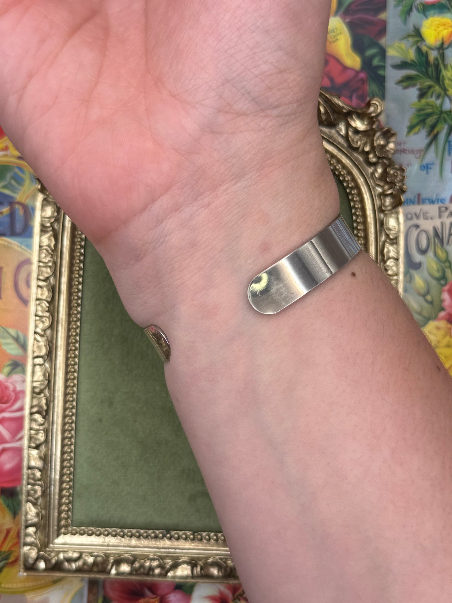 Vintage Silver Tone Adjustable Butterfly Cuff Bracelet