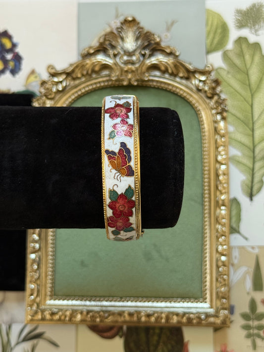 Vintage Gold Tone Enamel Cloisonne Bracelet