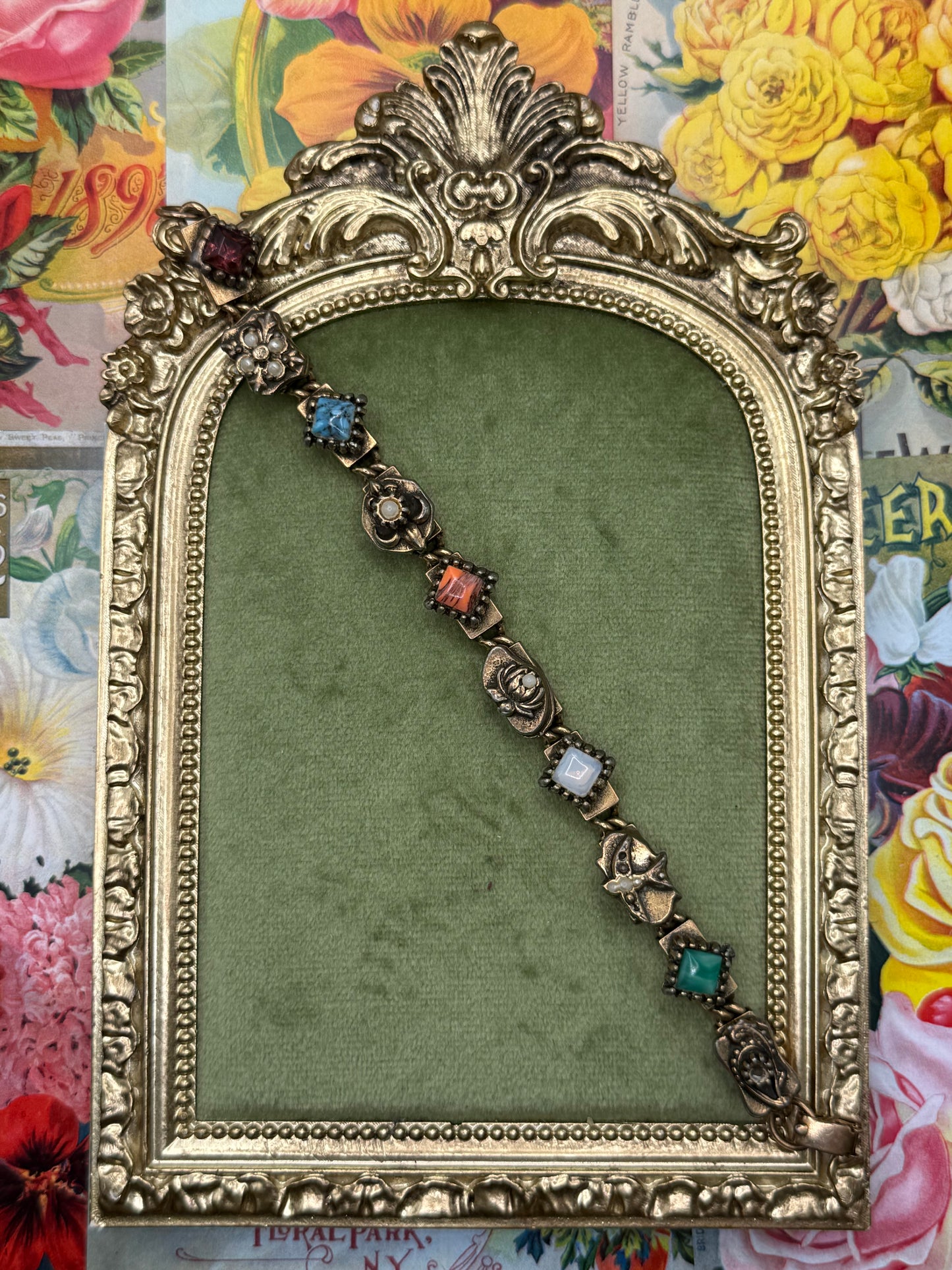 Vintage Gold Tone Victorian Revival Bracelet 6.25”