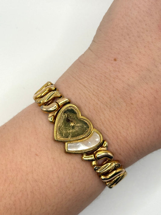 gold tone dual heart sweetheart bracelet