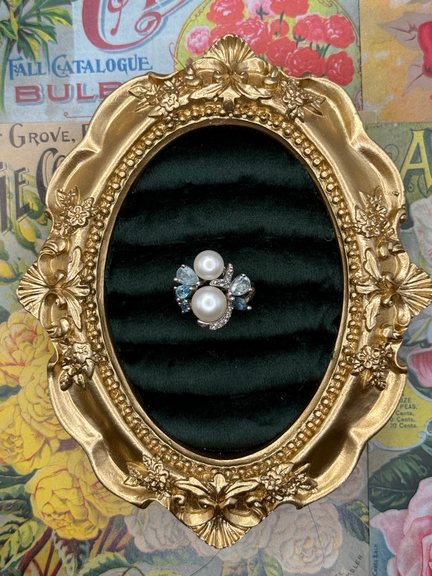 Vintage Sterling Silver Pearl Ring Size 5