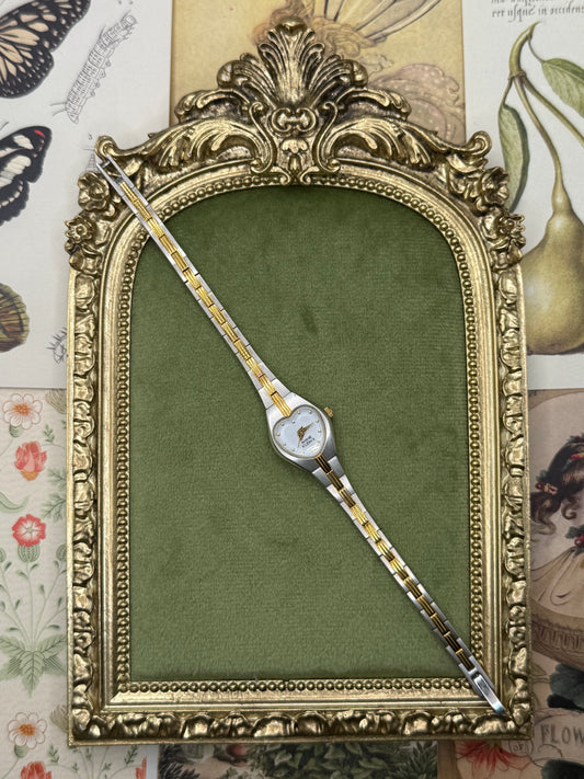 Nonworking Vintage Two Tone Heart Watch
