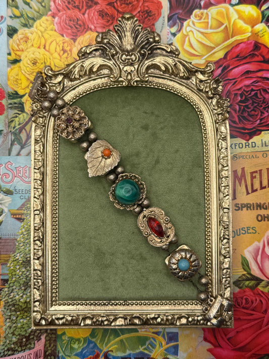 Vintage Gold Tone Victorian Revival Bracelet 6.5”