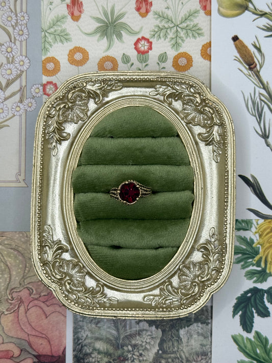 Vintage Gold Tone Avon Red Stone Ring Size 5.5