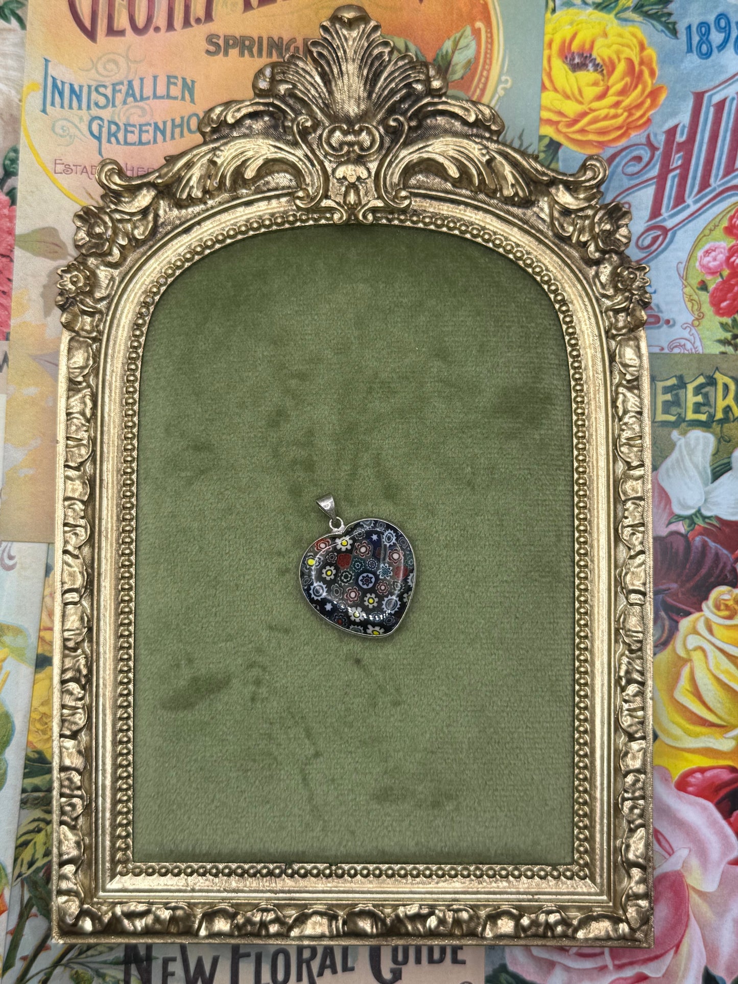 Sterling Silver Millefiori Glass Heart Pendant