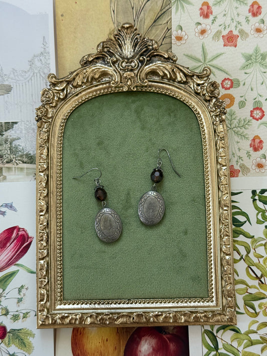 Vintage Silver Tone Locket Earrings